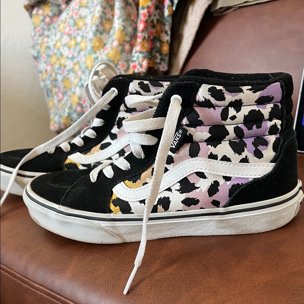 Vans Kids High-Top Sneakers - Black, White, and Purple